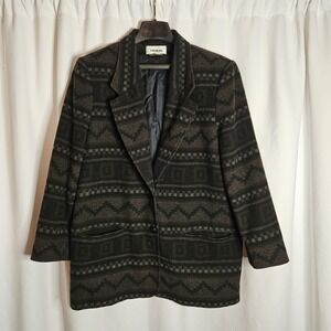 Vintage TRIBAL Women's Wool Blend 90s Y2K Western Aztec Blazer Jacket Size 12